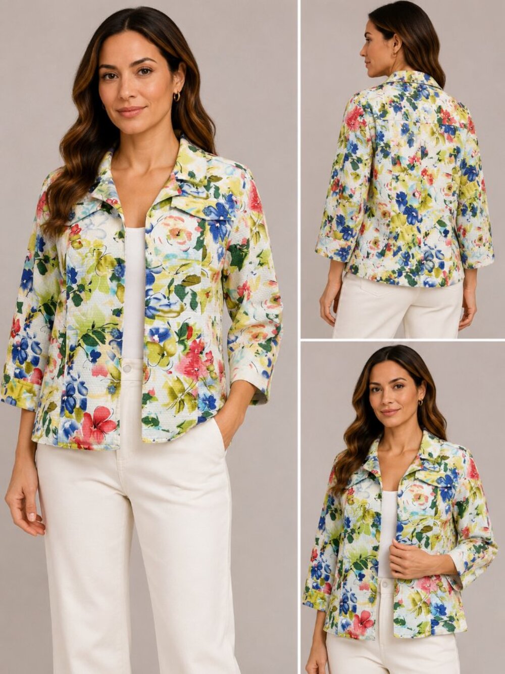 Christopher & Banks Women's Floral Textured Spring Blazer - Size Medium